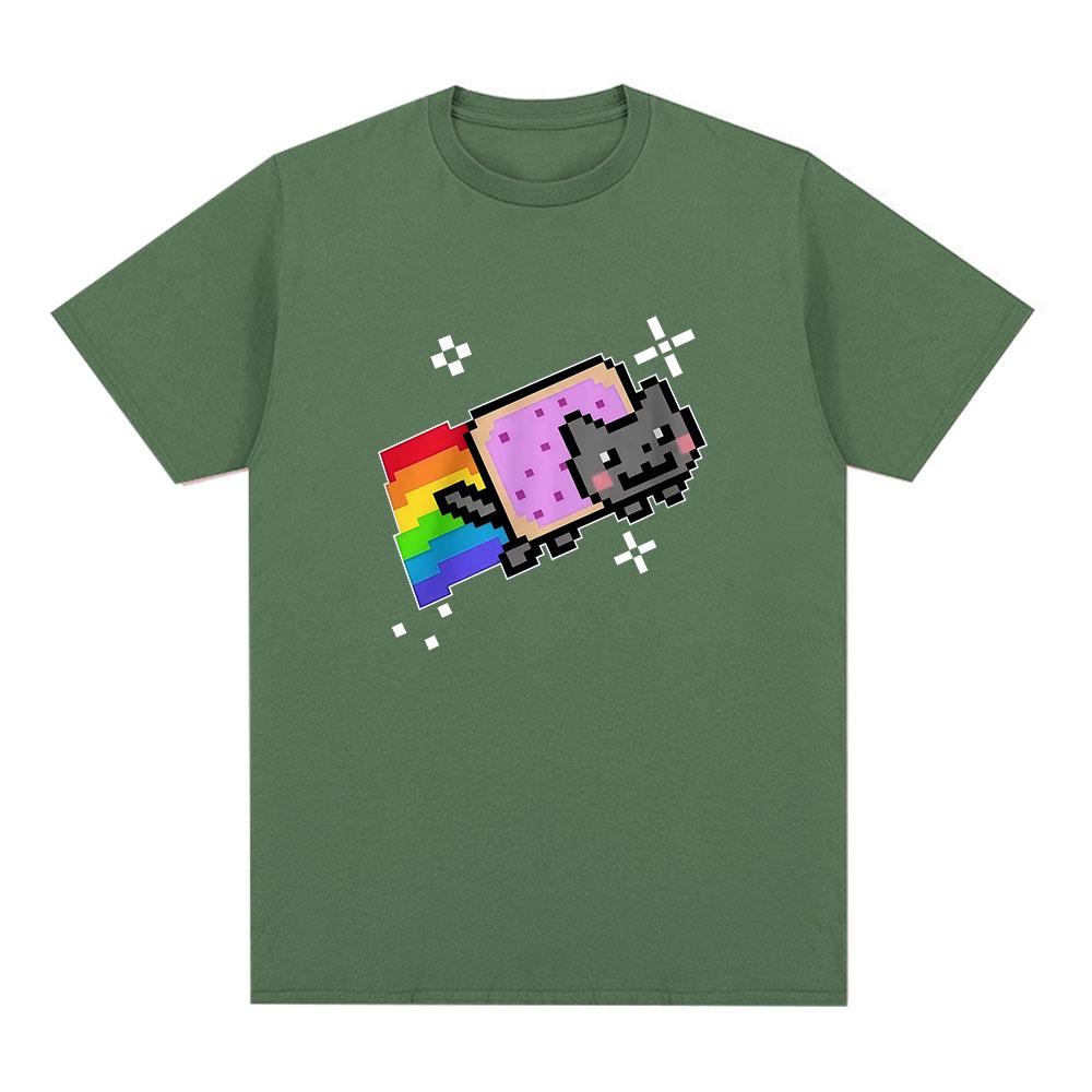 Nyan Cat Zabawny Mem T-shirt Tęczowy Mężczyźni Kobiety Odzież Moda T-shirty Harajuku Codzienne Bawełniane Krótkie Rękawy T-shirty Streetwear