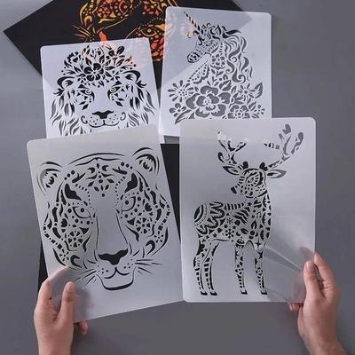 Stencil a tema animale fai da te Modello per pittura Righello pizzo Disegno a graffio personalizzato per creazione di biglietti Decorazione Forniture scolastiche