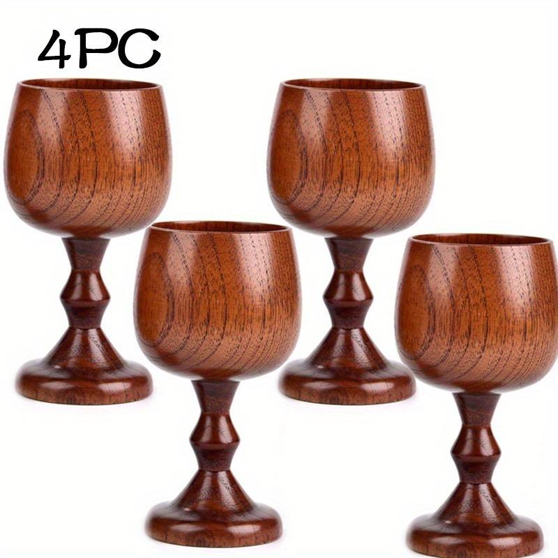 Handmade natural wooden classical wine glasses Eco-friendly round wine and tea cup Solid wood goblet Beverage utensils