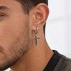 Vintage Crucifix Cross Hoop Earring for Men,Hypoallergenic Stainless Steel Drop Earring,Hip Hop Trendy Jewelry