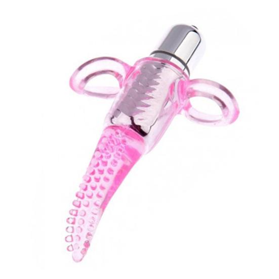 Tongue Shaped Finger Vibe Waterproof Finger Stimulator Mini Battery Operated Vibration Massager Tool with Dots