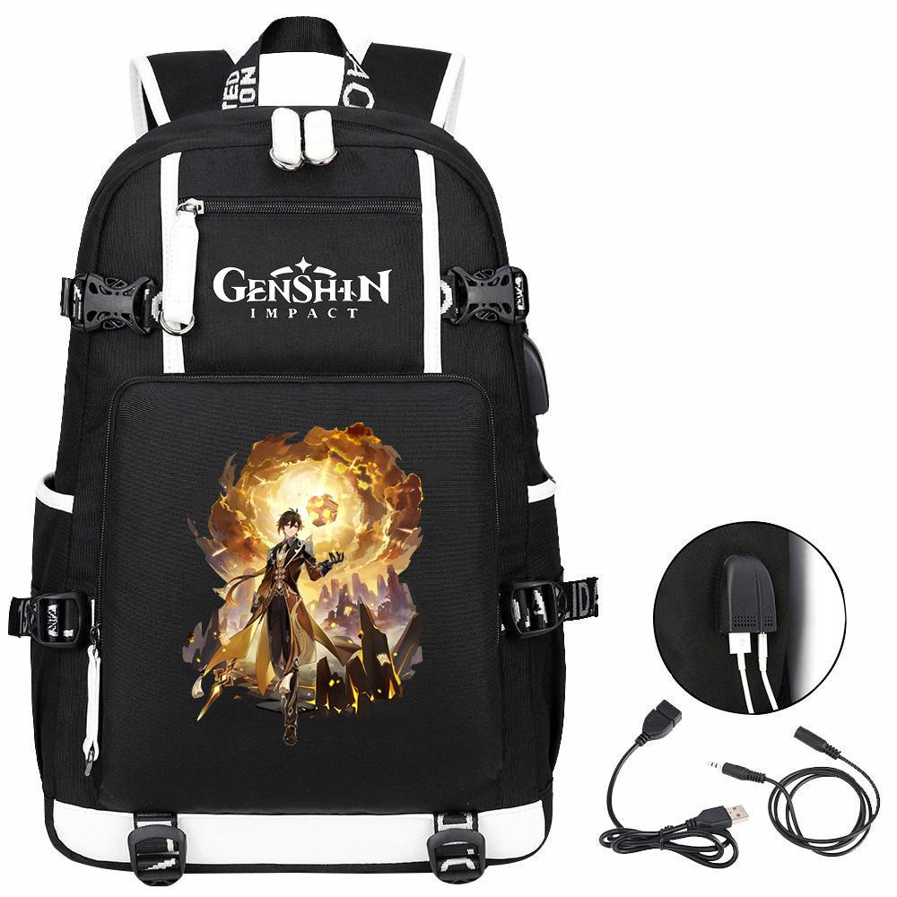 Genshin Original God, Peripheral Printing Backpack Large Capacity Travel Bag Student Computer School Bag