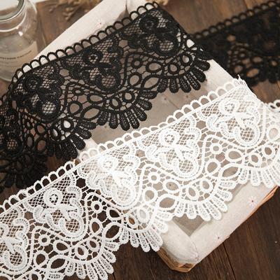 2yards Lace Ribbon White Black Water Soluble Sewing Accessories 12cm Wide Hollow Flower Embroidery Fabric Needlework Diy Crafts