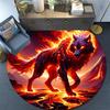 1 Stück Weicher, Saugfähiger & Rutschfester Flaming Wolf Runder Teppich Weicher Kreis-Teppich für Wohnzimmer- & Schlafzimmer-Dekoration, Stuhlunterlagen und Unvergessliche Heim-G