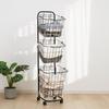 Hidemasa Laundry Basket with Casters, 3-Tier Laundry Cart with Handles, Large Capacity, Laundry Storage Rack, Laundry Basket, Laundry Storage, Bathroo