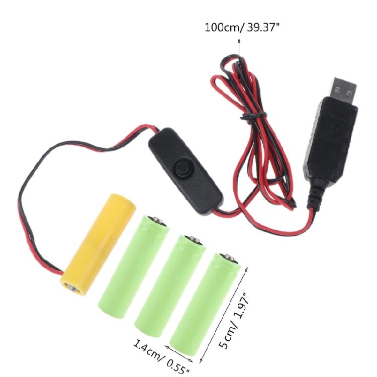 6V LR6 AA Dummy Battery AA Battery Eliminator Cable with Switch Replace 4Pcs AA