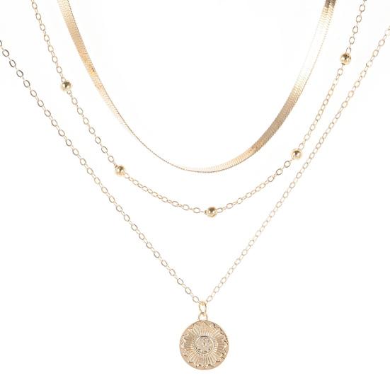 Многослойное ожерелье с подвесками, регулируемое украшение на шею, не деформируется золотистый