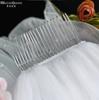 Einstufiger Tüll-Brautschleier mit Perlenbesatz und Metallkamm, 100 cm/200 cm lang, Weißer Hochzeitschleier für Braut, Elopement, Hochzeitsporträt, Fotoshooting