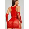 Women's Red Mini Dress With Gloves Fantasy Nightgown Set