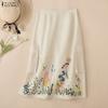 ZANZEA Women Floral Print Casual Elastic Waist Loose Skirts