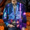 Men's Halloween Print Corduroy Warm Blazer Jacket with Pockets Casual Suit Coat Cardigan for Fall and Winter Wear