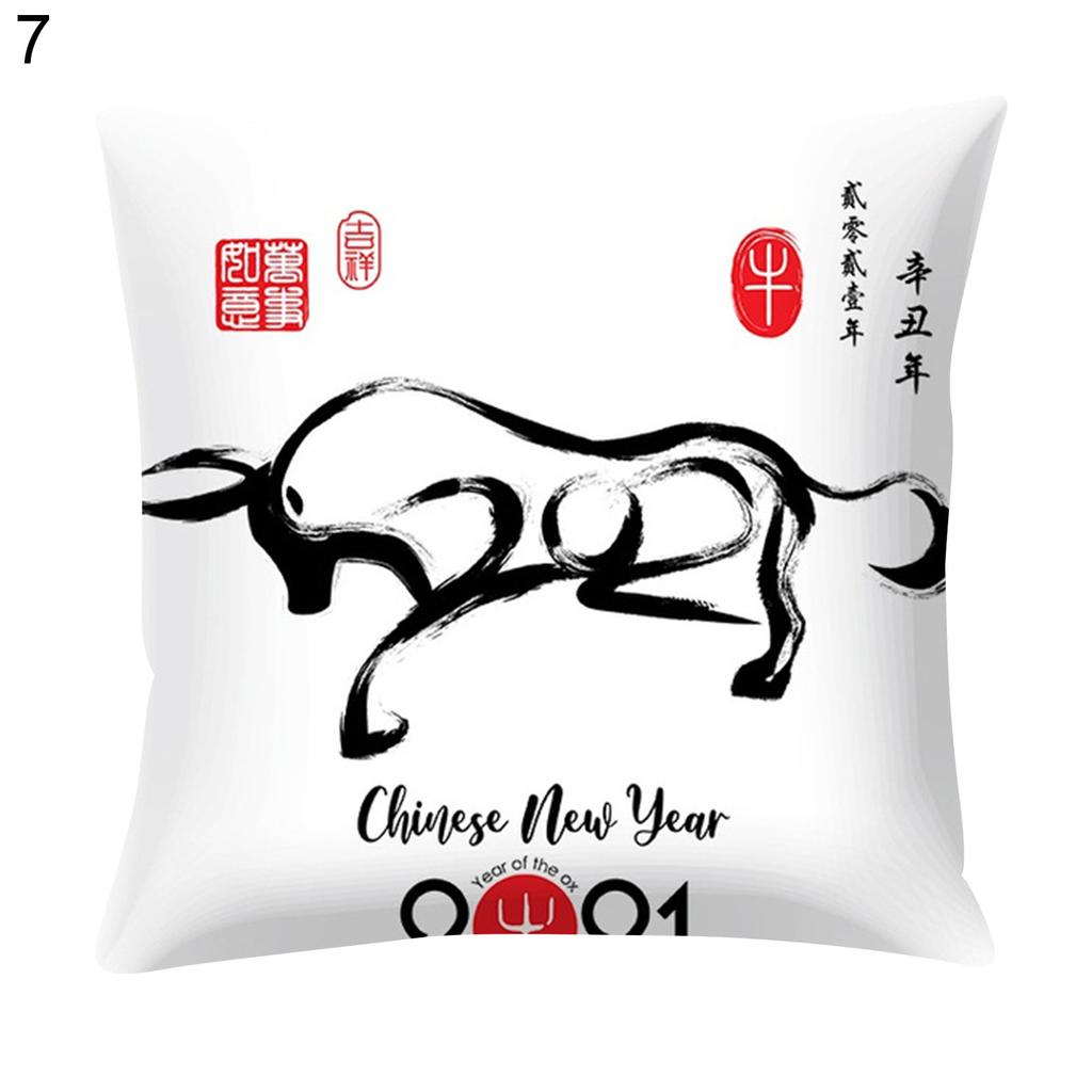 Bedroom Living Room Pillowcase Decorative Ornaments Chinese New Year Printed Bed Sofa Cushion Cover