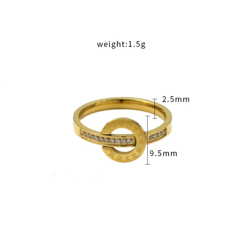 Inel Roman cu Micro Diamante Aur Roz Fete Material 316 Bijuterii de Nișă Modă Aur Colorat Inel pentru Degetul Arătător