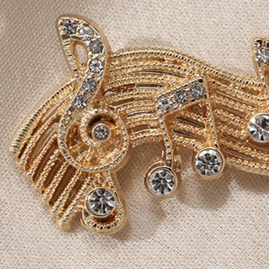 Music Score Brooch Pin for Women, Rhinestones Inlaid Lapel Pin, Brooch Versatile Accessory for Sweaters Collars Hats Bags Coats Scarves
