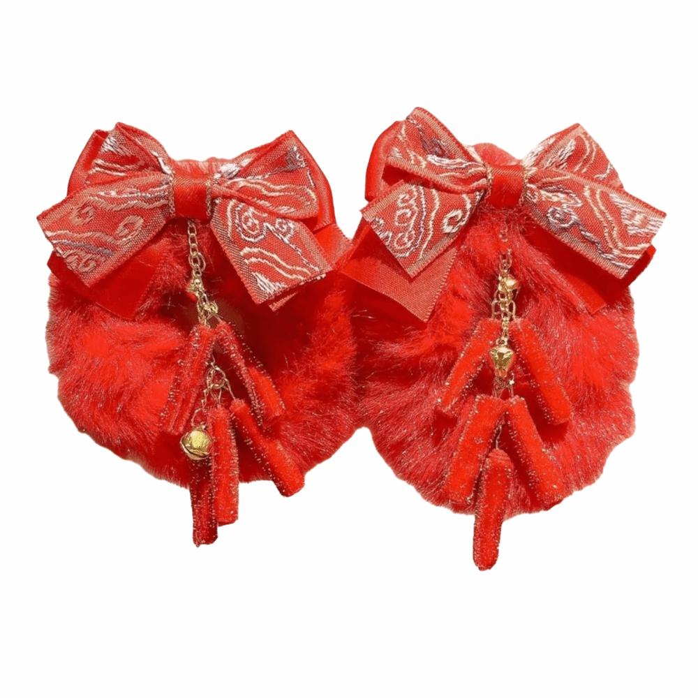 Traditional New Year Hair Ties Plush Children's Hair Ropes Celebration