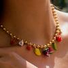 Fashionable Fruit Charm Necklace Bracelet Adjustable Chain Jewelry for Daily Outfits Or Special Occasions