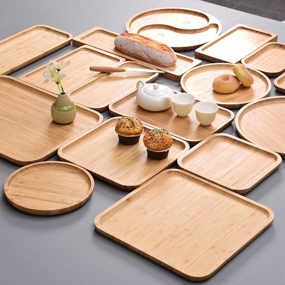 Kitchen Square Bamboo Serving Tray Tableware Tray Long Lasting Durability