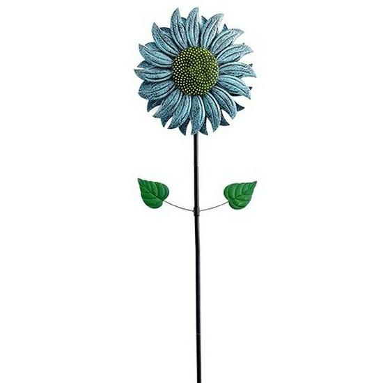 Sunflower Wrought Iron Windmill Garden Decor - Rotating Metal Ornament for Outdoors Sunflower Windmill - White