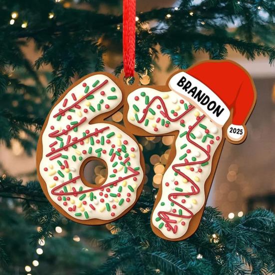 Christmas Pendant Striped Print Number 6 7 Charm 2D Acrylic Hanging Pendant Party Home Festive Cheer Holiday Decoration