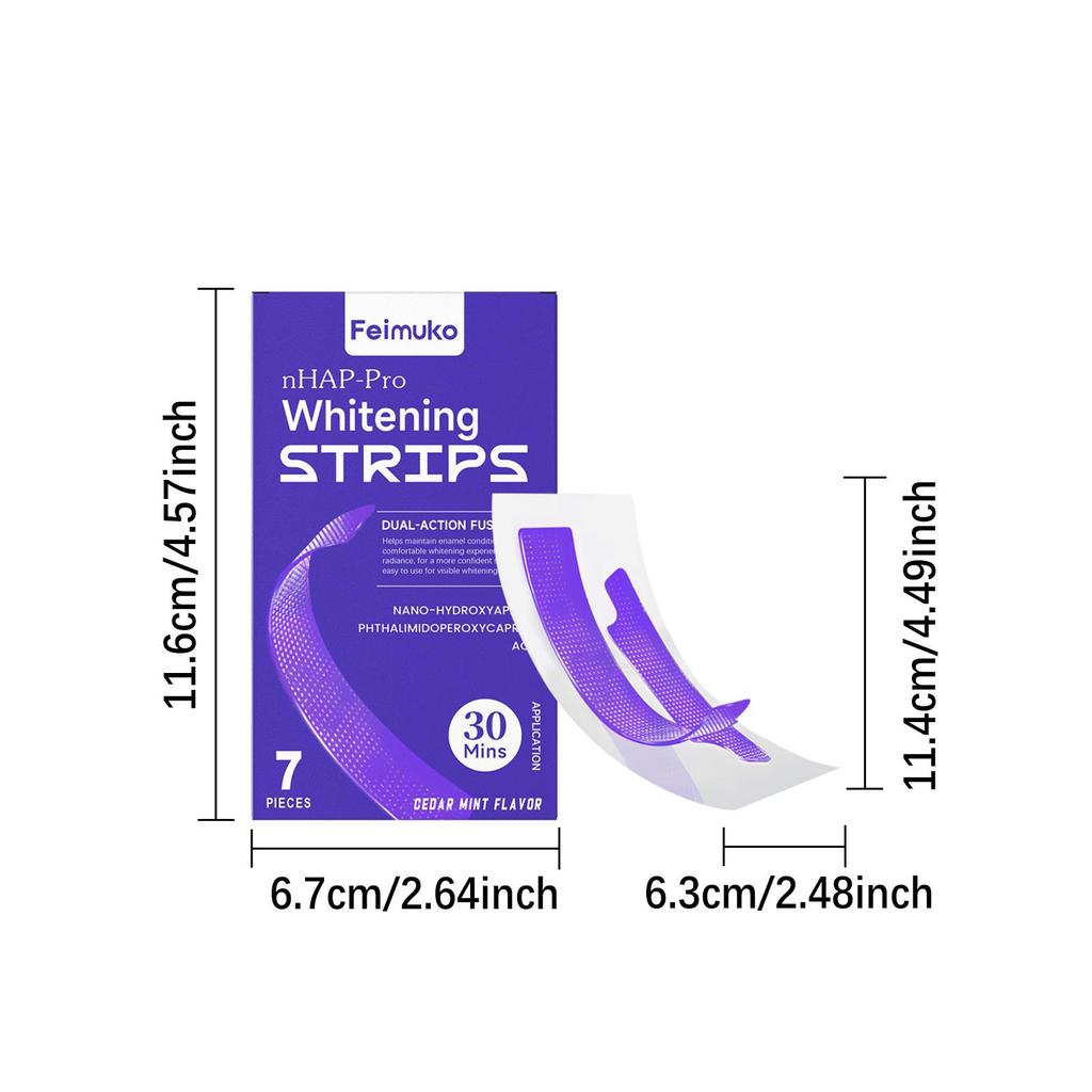 Feimuko Shiny Purple Teeth Whitening Strips - Gentle Daily Surface Clean & Fresh Shine