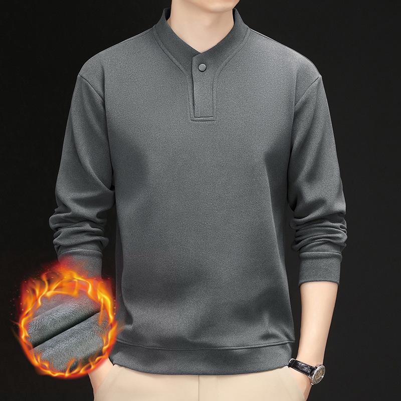 Men s 2025 Winter Plush Thickened V-Neck Sweatshirt - Warm Base Layer 2XL