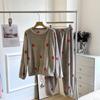 Women Warm Flannel Pajamas Long-sleeved Coral Fleece Sleepwear