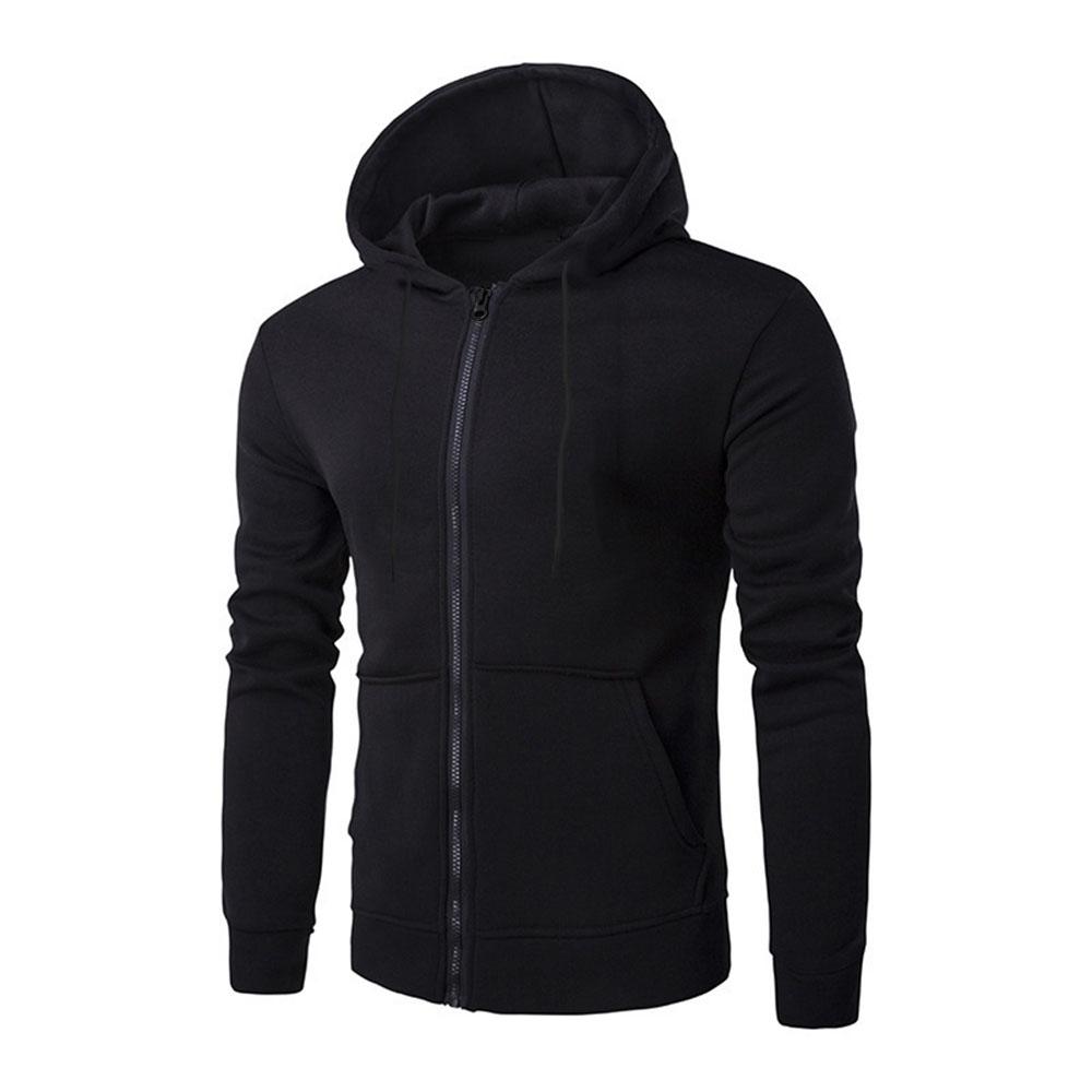 Men's Hoodie Solid Color Basic Hooded Jacket Cardigan Sweatshirt Spring Autumn Casual Men Streetwear Tracksuit Male