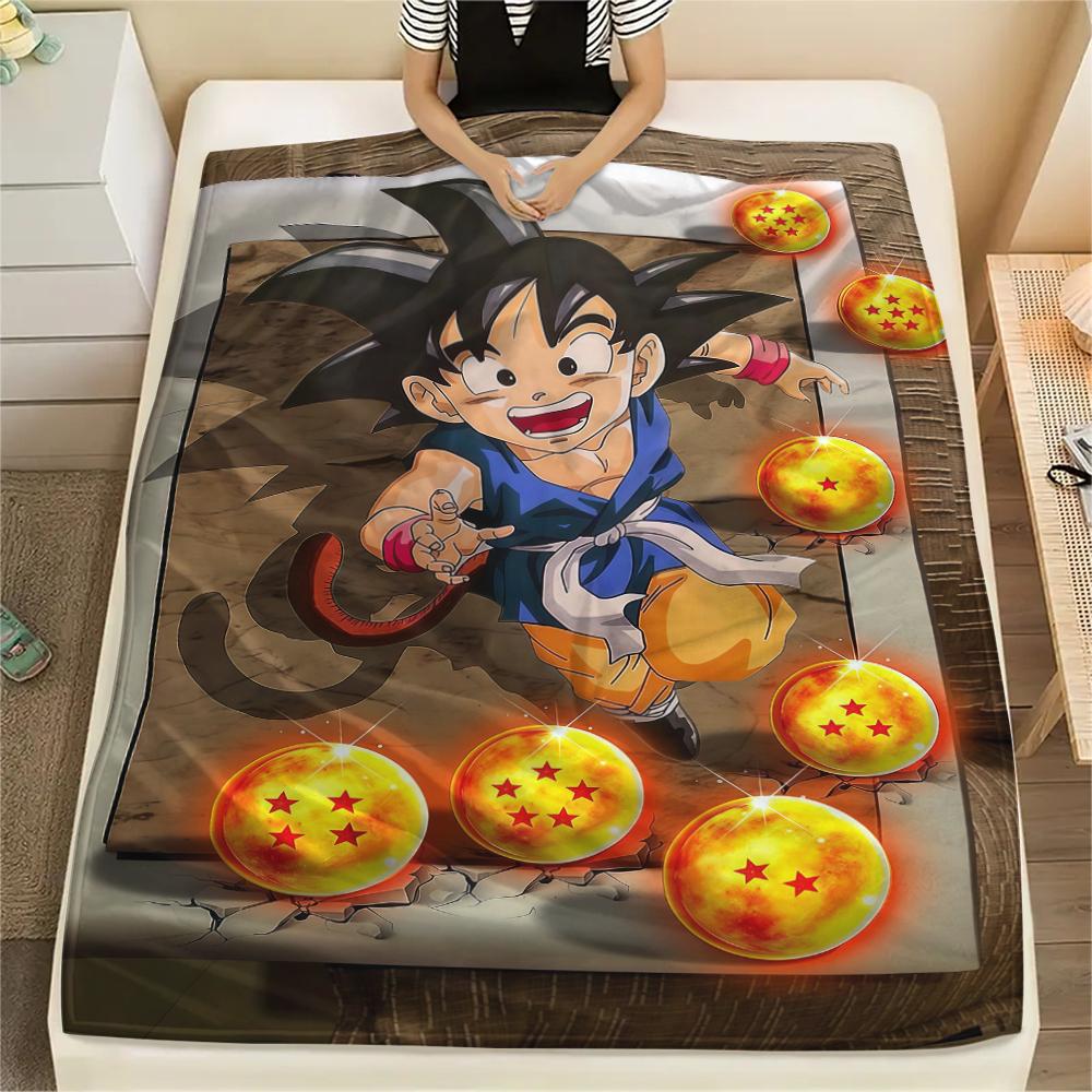 Dragon Ball Son Goku Flannel Blanket Trendy Print Fit For Bedroom Chair Sofa Bed Picnic Travel -HE21