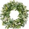 1PC With Berries For Front Door Lush Eucalyptus Leaf Home Artificial Greenery Wreath Holiday Decor 25cm