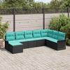 Garden Sofa Set with Cushions 8 pcs Black Poly Rattan