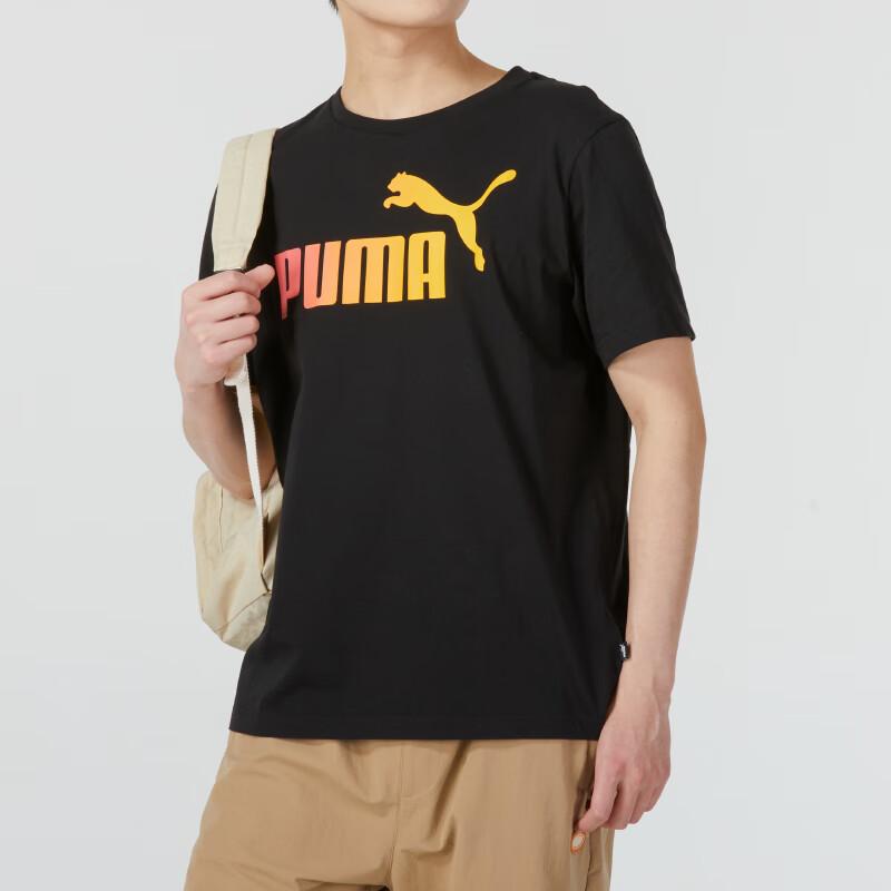 Puma Ss24 Letter Logo Print Casual Sports Fitness Training Comfortable Breathable Crew Neck Short Sleeve T-Shirt Men T-Shirt Black 630030-01