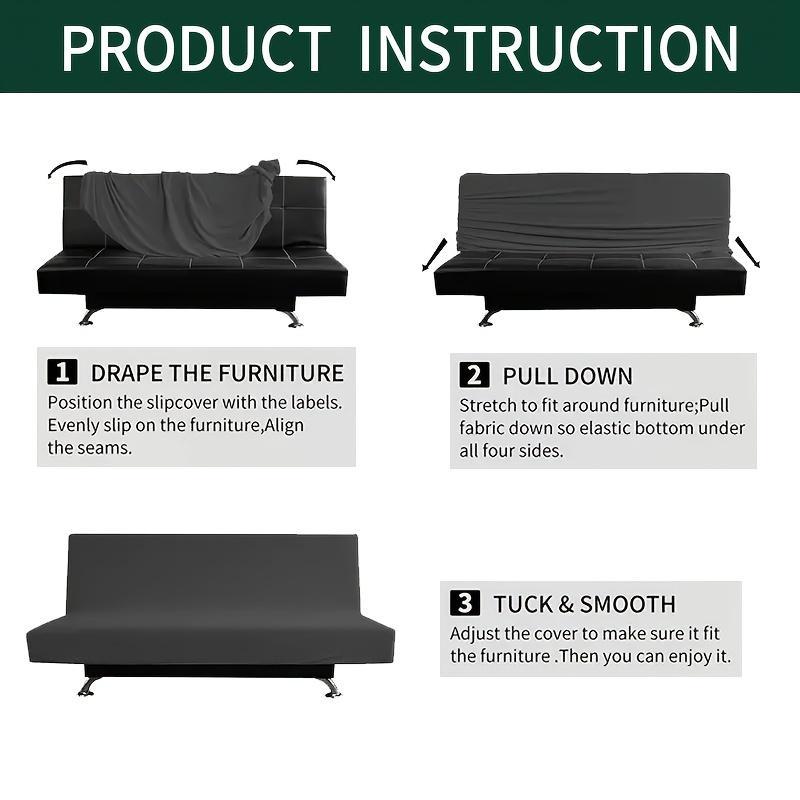 LANMOLIFE Armless Futon Sofa Bed Cover Solid Color Stretchable Folding Sofa Bed Covers Removable Cleaning Home Decor Living Room