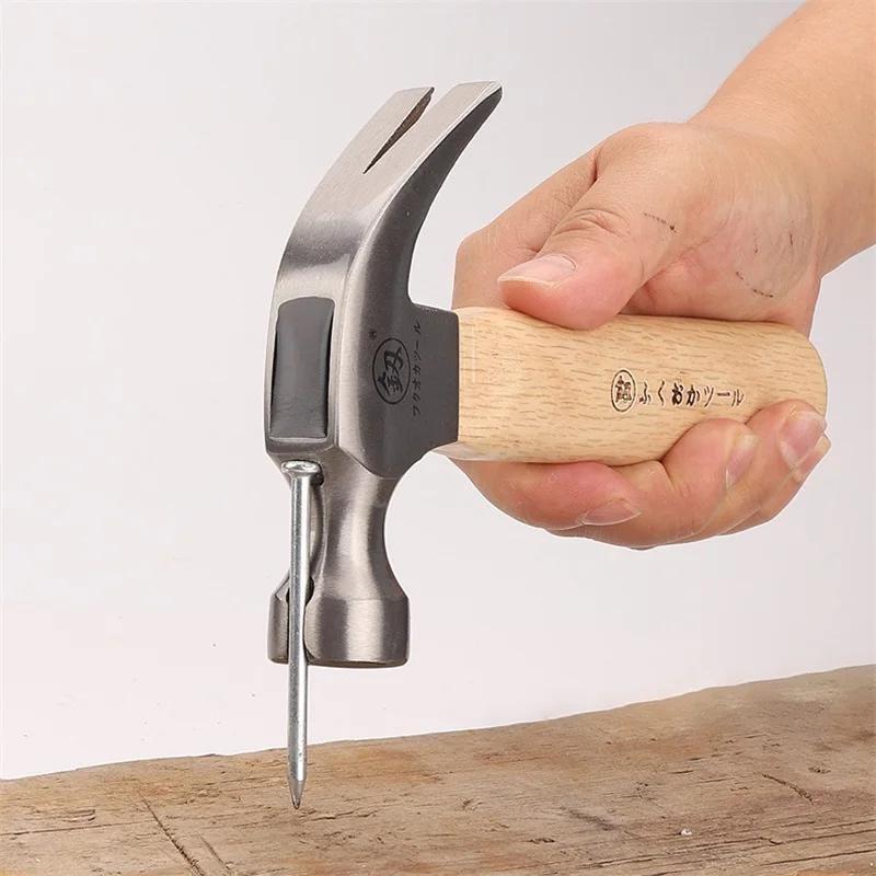 Mini Claw Hammer Household Manual Commonly Used In Woodworking Knock Out Nails Wooden Handle Small Hammer High Carbon Steel