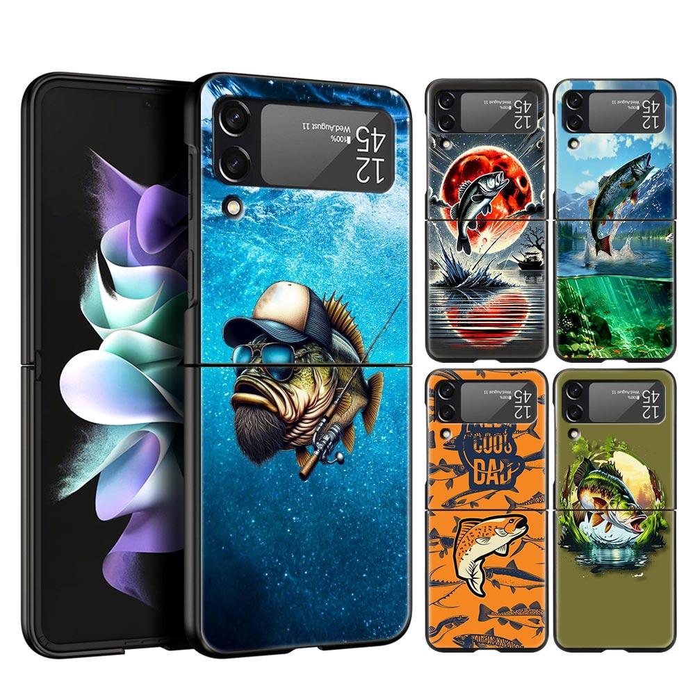 Hunting Fishing Man Hard PC Phone Case For Samsung Galaxy Z Flip 7 6 5 4 Black Cover For Galaxy Z Flip 3 Foldable Fundas Shell