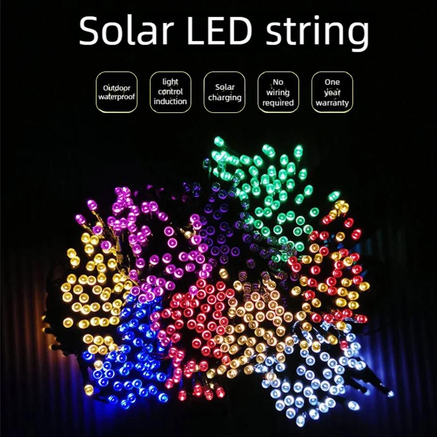 Solar powered LED string lights, colorful courtyard decorative lights, outdoor lighting, waterproof string lights 5m 20led белый