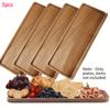 5pcs Acacia Wood Serving Platters 11.4-inch Rectangular Decorative Display Trays Cheese Cake Wooden Platters Hoom Table Decor