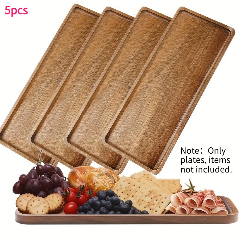 

5pcs Acacia Wood Serving Platters 11.4-inch Rectangular Decorative Display Trays Cheese Cake Wooden Platters Hoom Table Decor