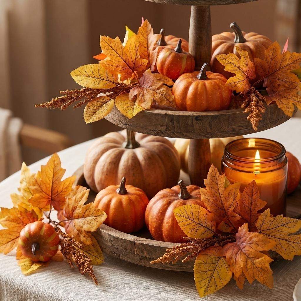 Artificial Fall Maple Leaf Garland for Thanksgiving Home Decor - Table Decoration
