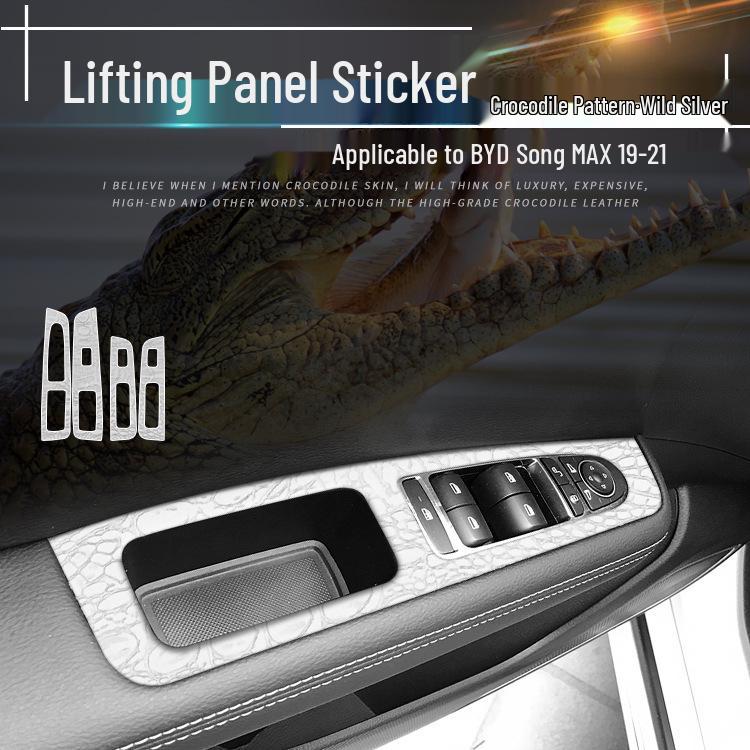 Krokodilmusterfolie für BYD Song MAX Innenraumkonsole & Paneeldekoration, Wildschwarzer Aufkleber