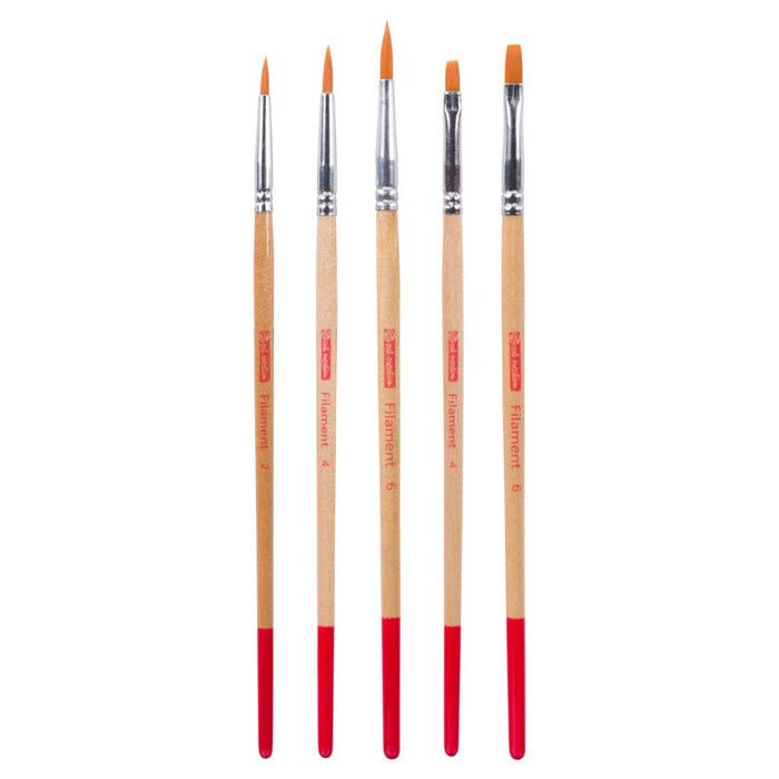 5 pinceaux - Peinture aquarelle - Rond - Plat - Synthétiques - Art Creation
