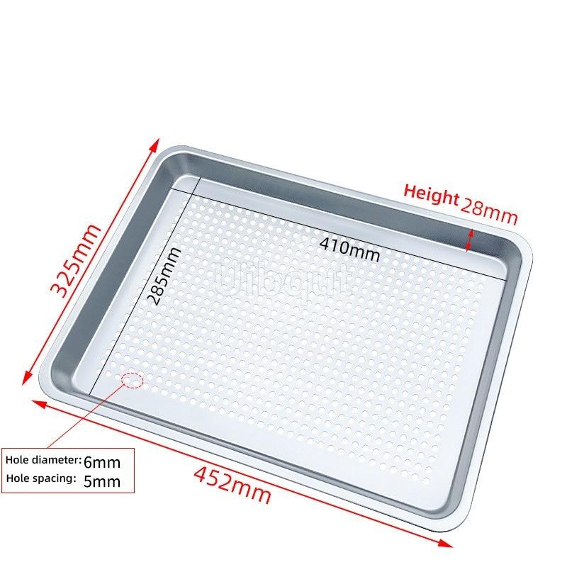 304 Stainless Steel Steamer Tray Kitchen Oil Draining Pan Rectangular Perforated Tray Commercial Oven Steamer Liner Steaming Pan