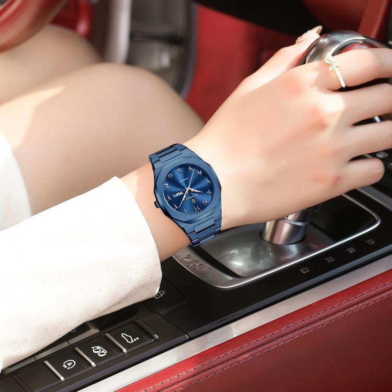 POEDAGAR Elegant Woman Clock Date Week Waterproof Casual Ladies Wristwatch Quartz Stainless Steel Fashion Watches