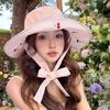Lace Summer Sun Hat Ribbon Embroidered Cherry Bucket Hat Fashion Sunscreen Visor Cap  Travel