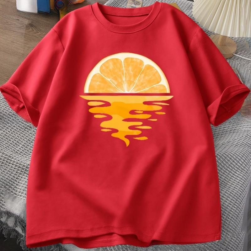 Orange Fruit T Shirt Fruit Lover Party Tee Shirt Casual Unisex WOMEN Cotton Short Sleeve Unisexs Designer Clothes Streetwear Tees Tops