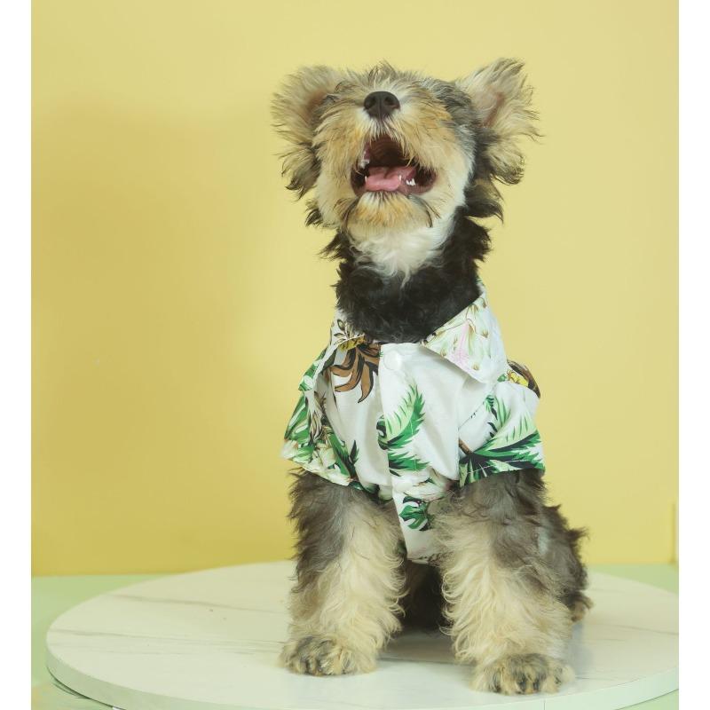Spring/Summer Small Medium Dog Beach Shirt Hawaiian Pet Clothing Dog Cat Golden Retriever Clothing Supplies
