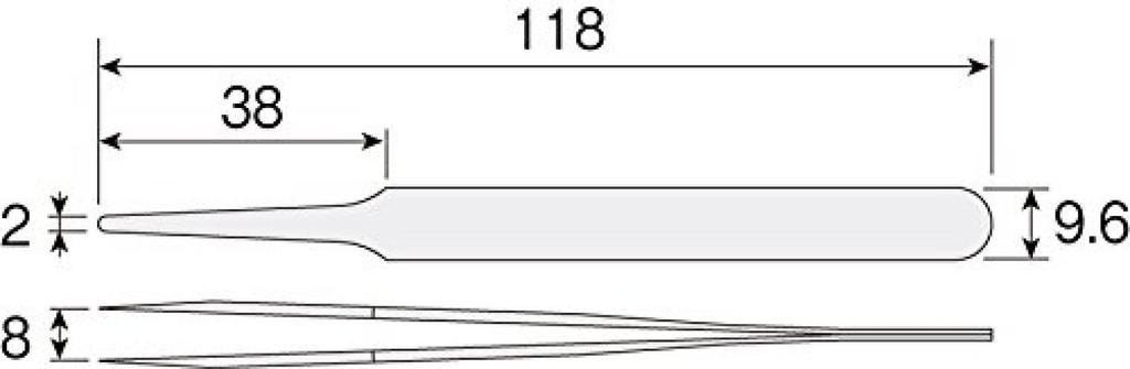 HOZAN Tweezers, Spatula-shaped for Easy Removal of Stickers (films), Stainless Steel, Tip Width 2mm (R-shaped), P-888