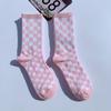 Cotton Sports Street Female Women Hosiery Checkered Socks Middle Tube Socks Korean Style Socks