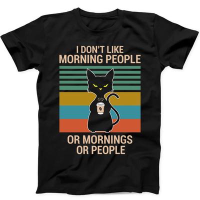 I Hate Morning People Coffee Black Cat Funny Gift Tee Black T Shirt 290 Unisex T-Shirt