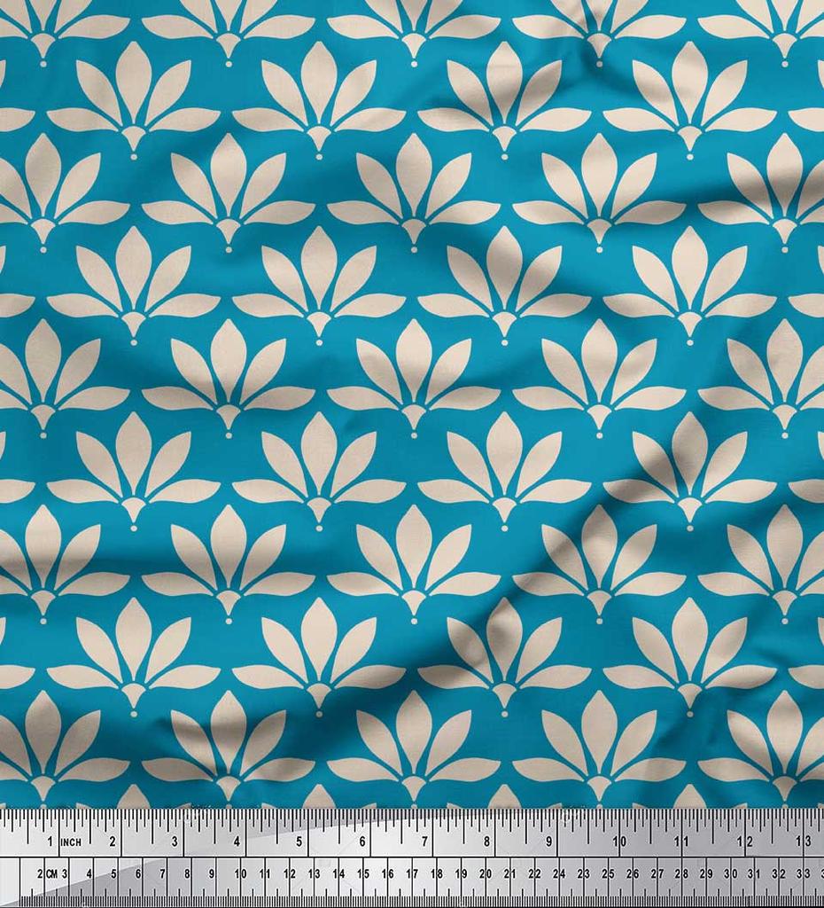 Soimoi Material Saten Crep Verde Japonia Decor Floral Artistic Material Imprimat metru 42 Inch