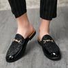 Men's shoes summer new foot cover half drag men's sandals British style bag head no help cool slippers small leather shoes men